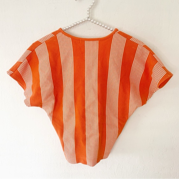 Anthropologie Bishop + Young Twist-Front Top In Orange - Picture 7 of 11